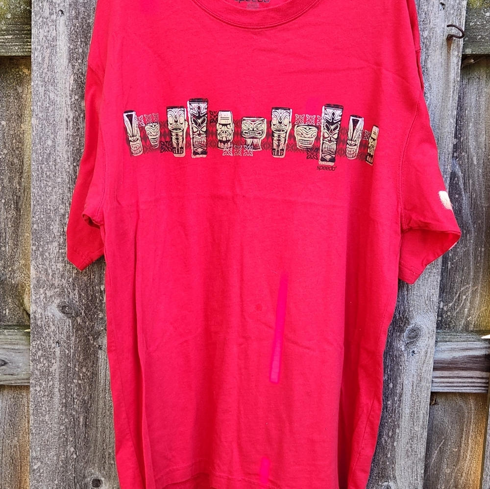 Speedo Mens T-Shirt XXL Red Tiki Aloha